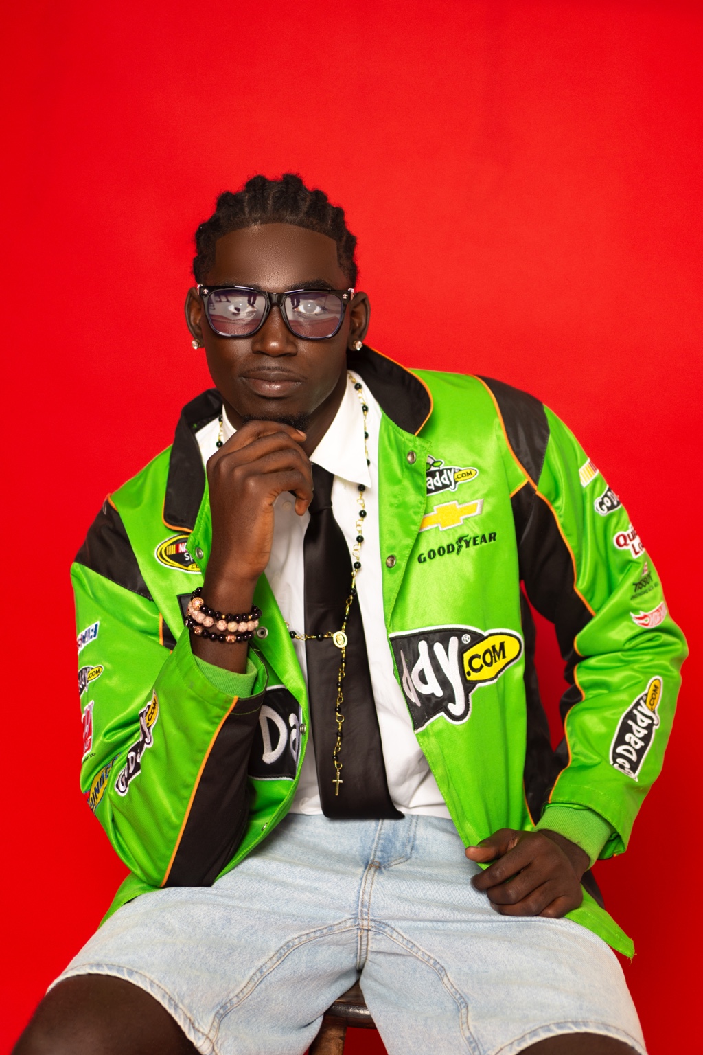 Racing jacket editorial portrait