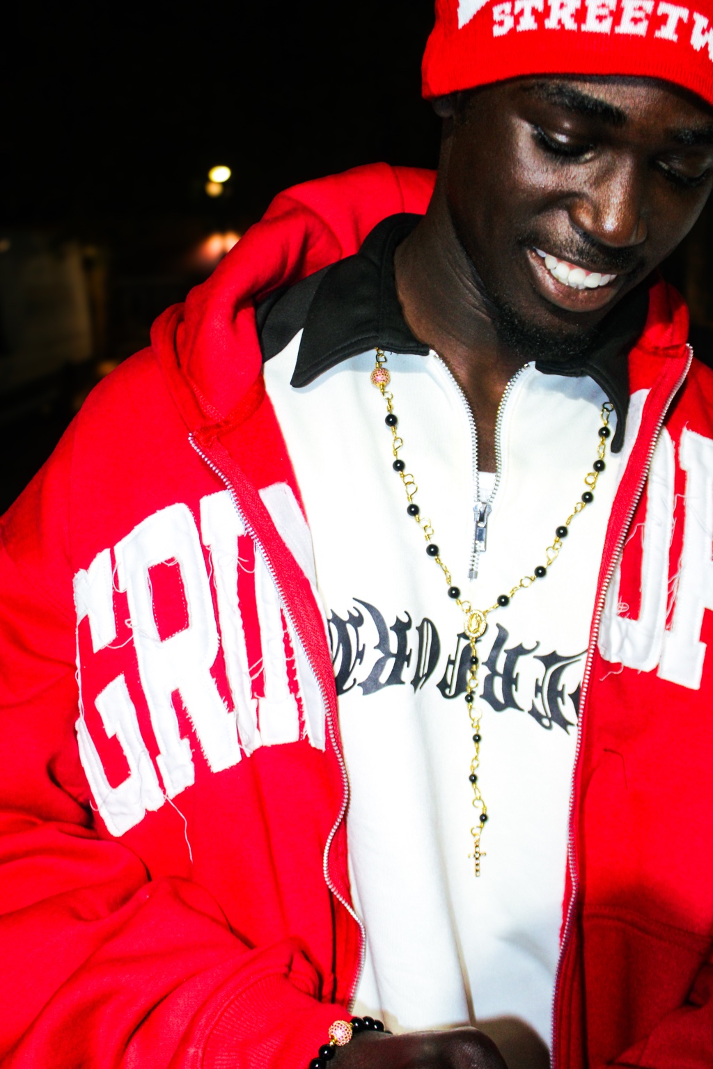 Red streetwear close portrait